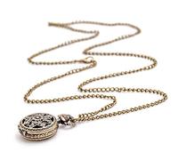 NONDK Vintage Retro Bronze Quartz Pocket Watch Pendant Chain (), bronze