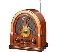 NONDK Vintage Style Portable AM/FM/SW Radio Featuring Bluetooth& -Stereo, USB/TF Card Support Rechargeable Unit for Kitchen for Home Playback