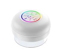 NONDK Waterproof Bluetooth Speaker LED Colorful Small Speaker Large Suction Cup for Bathroom & Outdoor Use White