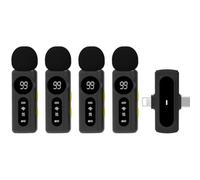 NONDK Wireless Lavalier Microphone with 4 Receiver Mic Noise-Canceling Portable Audio Video Recording Mini Mic