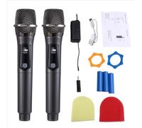 NONDK Wireless One-To-Two Home Microphone 6.35 Interface Professional Handheld Microphone for KTV Performance Stage Gray