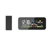 NONDK Wireless Weather Station Wooden Alarm Clock Digital Thermometer Humidity Temperature Wireless Sensor Home TimeWatch