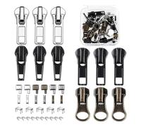 NONDK Zipper Repair Kit, 5 Zipper Replacement Slider Kit, Zippers Pull Zip Head Bottom Stop and Top Stop Fix Zipper on