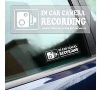 None Brand 4 Pcs Waterproof Vinyl Camera Recording Window Stickers, White 2 x 6 inch, for Rideshare, Van, Truck, Taxi, Maxi Cab, Bus, Coach Drivers