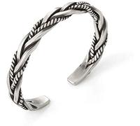 None Brand Men Vintage Open Bangle, 925 Sterling Silver Thai Handmade Vintage Open Bangle Twisted Cuff Bracelet