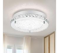 None branded LED Crystal Chandelier Modern LED Ceiling Lighting Minimalist Φ11''Glass Flush Mount Lamp with 4000K Dayligjt White 1980LM Dimmable Brightness for Kitchen Island,Stairway, Hallway