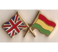 None Great Britain GB Union Jack and Bolivia Friendship Flag Pin Badge