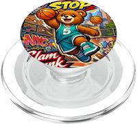 None Stop New York City Teddy Bear Playing Street Basketball PopSockets PopGrip for MagSafe