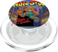 None Stop Teddy Bear Playing Basketball Illustration Graphic PopSockets PopGrip for MagSafe