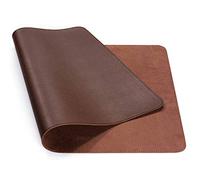 Nonebranded Double-side Portable Desk Pad, Waterproof Desk Blotter Protector, Leather Desk Writing Mat Mouse Pad (Color : Dark Brown, Size : 60 X 40 CM)