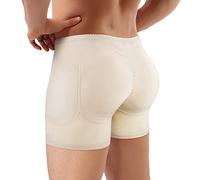 NonEcho Men Padded Underwear Briefs Boxers Men Butt Booster Hip Enhancer 4 Detachable Pads, Beige1, M