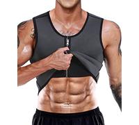 NonEcho Men Sauna Vest Hot Sweat Waist Trainer Corset Neoprene Tank Top Shapewear Slimming Shirt Workout Suit - grey - Large
