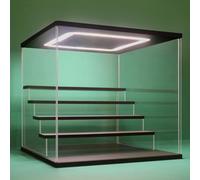 NONEMEY Clear Acrylic Display Case Stand with LED Light 2/3/4/5/6 Tier Storage Box Showcase Dustproof Organizer Box for Collectibles (5Tier 12.4x12.2x12inch,31.5×31×30cm )