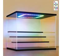 NONEMEY Clear Acrylic Display Case Stand with LED RGB Light 2/3/4/5/6 Tier Storage Box Showcase Dustproof Organizer Box for Collectibles (4Tier 12.4x9.6x10.4inch,31.5x24.5x26.5cm)