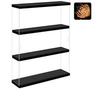 NONEMEY Clear Acrylic Display Case Stand with Wood Base 3 Tier、12/24 Compartments Storage Box Wall Mount Showcase Dustproof Organizer Box for Collectibles (Black 3Tier 12×3.3×15inch，30×8.5×37.8cm)