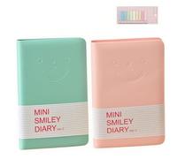 NONEOYNO 2 Pcs Mini Notebook, small notebook, Pocket Notebook Small Memo Pads Travel Notepads with Elastic Closure and Imitation-Leather Cover for Office, Travel, 2 Colors(8x10cm)