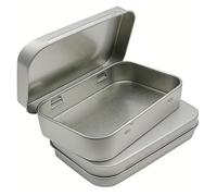 NONEOYNO 2 PCS Rectangular Small Tin Box, Silver 95x60x20mm, Metal Tin with Hinged Lid, Storage for Candies, Jewelry, and More for Men and Women