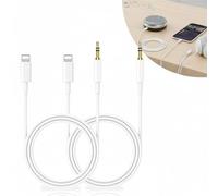 NONEOYNO 2Pcs Aux Cable for iPhone in Car, 3.5mm Aux-to iphone Cable, AuxAdapter Compatible with iPhone 11/12/13/14, Car Headphone Home Stereo Speaker Jack Auxto Lightning Cable,1M, White