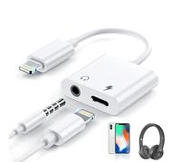 NONEOYNO 2PCS Headphone Adapter for iPhone iPad, 2 in 1 Lightning to 3.5mm Headphone Jack Adapter,Earphone Converter Aux Adapter Compatible with iPhone 14/13/12/11/XS/XR/iPad