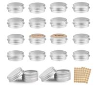 NONEOYNO Aluminum Tins Jars 12 pcs 5ml Sample Pots for Cosmetics and Travel, as Mini Clotted Cream Pots or Lip Balm Making Kit, Includes Screw Lids, Tins, Labels