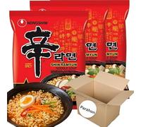 Nong Shim Shin Ramyun Noodle Soup (Hot and Spicy) 120g x 6 - Vegan Halal Instant Ramen Noodles - Korean Bulk Pack for Snack, Lunch, Midnight Meal - Spicy, Quick & Delicious