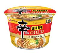 Nongshim Gourmet Shin Gold, 6 Piece Large Bowl, Rich Spicy Chicken Broth, Sauce Packet, Premium Microwavable Instant Ramyun Soup Mix, Savory and Rich