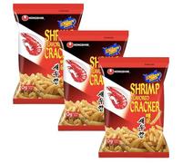 Nongshim Korean Shrimp Flavored Cracker Crispy Snacks 75g - Hot Flavour (Pack of 3)