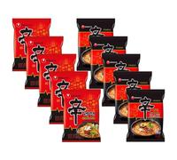 Nongshim Shin Black Ramyun and Shin Ramyun Instant Ramen Noodle 2 Flavours Assorted Bundle (Pack of 10)