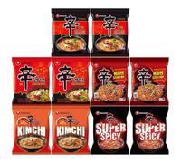 Nongshim Shin Ramyun Extremely Signature Spicy Korean Ramen Bundle - Signature 5 Assorted Flavours (Shin, Super Red, Kimchi, Black, Stir Fry) - Pack of 10