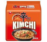 Nongshim Shin Ramyun Noodle Soup Vegan & Halal - Spicy Korean Instant Noodles, Plant-Based (Pack 5, Shin Kimchi 120g)