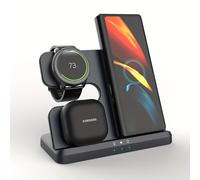 Nongxiang 3 in 1 Inductive Charging Dock for Samsung Galaxy Watch 5/5 Pro/4/3/Active 2/1, S24/S23/S22/S21/Z Flip/Z Fold/Galaxy Buds - Black, USB-C, Modern Style Wireless Charging Dock