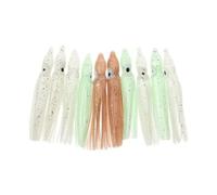 NONGYU 10Pcs Fishing Lures Squid Skirt Trolling Soft Lure Bait Fishing Hooks Freshwater with Line