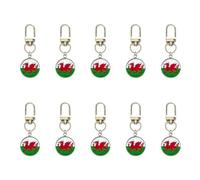NONGYU 10PCS / set Trend Football Keychains Feature Bright Country Flags Rustproof Alloy and Glass Backpacks Decoration Soccer Event Keychains