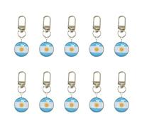 NONGYU 10PCS / set Trend Football Keychains Feature Bright Country Flags Rustproof Alloy and Glass Backpacks Decoration Soccer Event Keychains