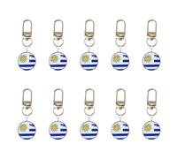 NONGYU 10PCS / set Trend Football Keychains Feature Bright Country Flags Rustproof Alloy and Glass Backpacks Decoration Soccer Event Keychains
