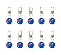 NONGYU 10PCS / set Trend Football Keychains Feature Bright Country Flags Rustproof Alloy and Glass Backpacks Decoration Soccer Event Keychains