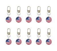 NONGYU 10PCS / set Trend Football Keychains Feature Bright Country Flags Rustproof Alloy and Glass Backpacks Decoration Soccer Event Keychains