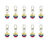 NONGYU 10PCS / set Trend Football Keychains Feature Bright Country Flags Rustproof Alloy and Glass Backpacks Decoration Soccer Event Keychains