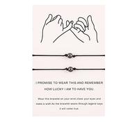 NONGYU 2 Pieces Black Gallstone European and for Creative Hand-Woven Adjustable Card Couple Bracelets for Couples