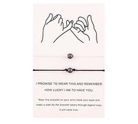 NONGYU 2 Pieces Black Gallstone European and for Creative Hand-Woven Adjustable Card Couple Bracelets for Couples