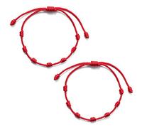NONGYU 2X Fashion 7 Knots Red String Anklets Adjustable Braided Bracelets Good Luck Amulet for Success and Prosperity Jewelry Sets for Women Pearl