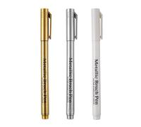 NONGYU 3Pcs Glittering Metallic Paint Pen Water Resistant Highlighter for Drawing Card Making Painting on Fabric Leather Reflective Inks for Professional
