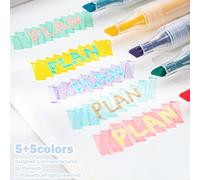 NONGYU 5 Pack Transportable Double End Highlighters Marking Pen with Ergonomic Design and Fluid Texture for Office Use Artist Marker