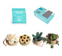 NONGYU Crochet Flower Potted Plant Set for Adult Beginner Includes Step-by-Step Instruction Hook Yarns Knitting Marker Beginner with Instructions