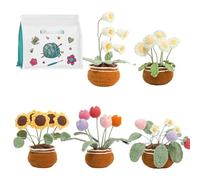 NONGYU Crochet Flower Potted Plant Set for Adult Beginner Includes Step-by-Step Instruction Hook Yarns Knitting Marker Beginner with Instructions