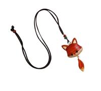 NONGYU Exquisitely Handcrafted Wooden Foxes Design Pendant Charm Perfect for Accessorizing Rings Bags or Vehicles Makes a Wonderful Present Wooden Foxes Necklace