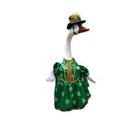 NONGYU Leaves Patterned Porch Geese Dress Costume Includes Hat for Porch Statue Decoration Patrick's Day Festival Celebration Irish Trifolium Waterfowl Costume