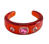 NONGYU Modern Resin Bangle with Rhinestones Versatile Wrist Jewelry Wristband Comfortable Daily Wear Accessory Crystal Open