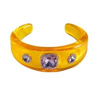 NONGYU Modern Resin Bangle with Rhinestones Versatile Wrist Jewelry Wristband Comfortable Daily Wear Accessory Crystal Open