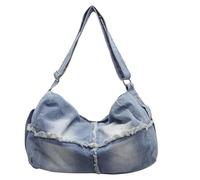 NONGYU Practical Jean Shoulder Bag with Adjustable Strap Crossbody Purse Vintage Satchel Student Essential Casual Jean Fabric